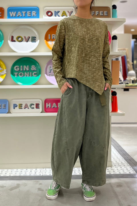 かすり柄長袖Tシャツ 画像