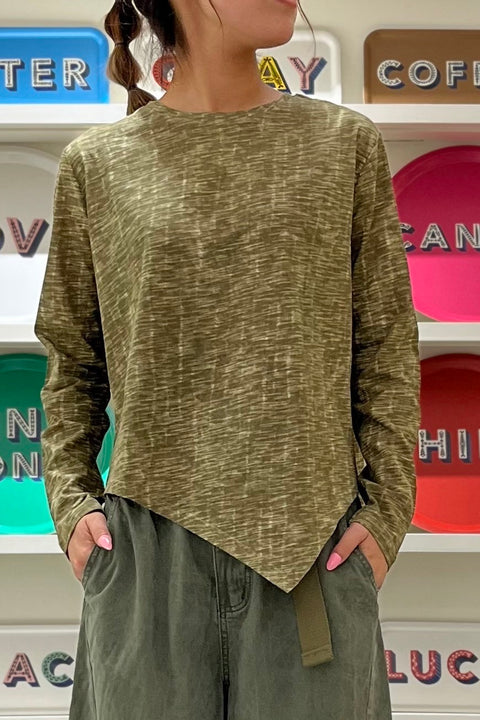 かすり柄長袖Tシャツ 画像